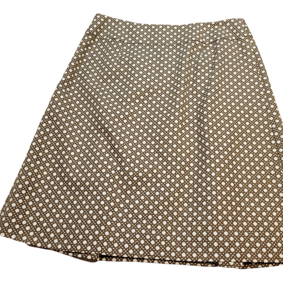 Talbots Pleated Skirt Sz 8 Retro Cane Whicker Print Scoolgirl Mini A-Line 7/8 - Picture 6 of 7